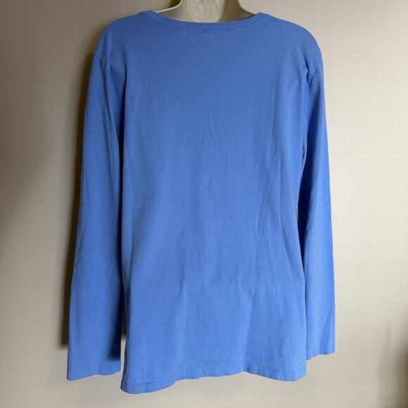 Life is Good Blue Crusher T Size Women’s Large V Neck “Snowmies”, L Slv. EUC - Picture 9 of 10